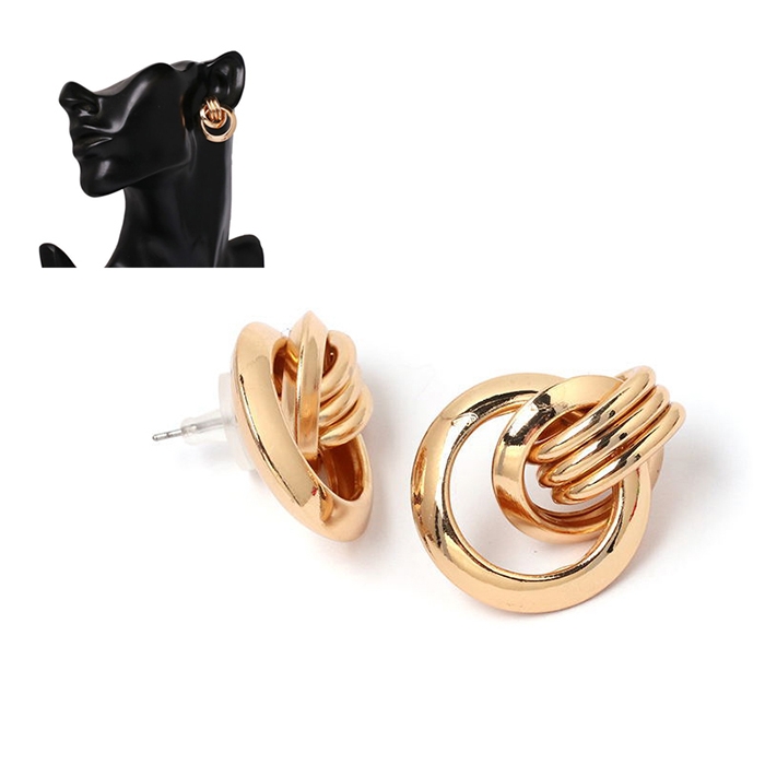 Vintage Trendy Punk Metal Circle Stud Earring for Women