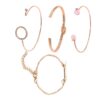 4 PCS/Set Arrow Multilayer Open Adjustable Round Crystal Bracelet Set for Women