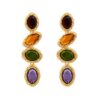 Retro Metal Color Geometry Glass Diamond Earrings Jewelry