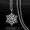 3 PCS Charms Crystal Snowflake Zircon Flower Christmas Necklaces