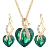 3 PCS / Set Women Heart Shaped Crystal Zircon Earring Necklace Jewelry Set