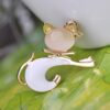 Cute Cat Brooch Cat Eye Stone Brooch