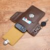 Vertical PU Leather Mobile Phone Waist Bag for Men