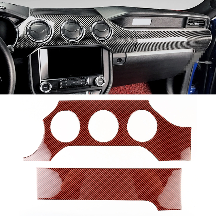 2 in 1 Car Carbon Fiber Dashboard Cover Panel Decorative Sticker for Ford Mustang 2015-2020, Left-hand Drive
