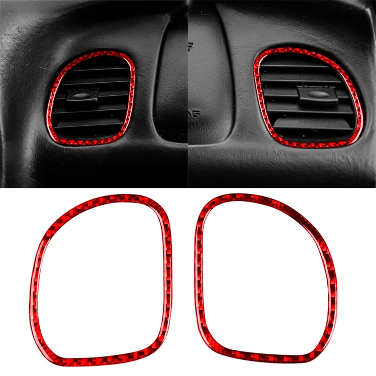 2 in 1 Carbon Fiber Car Front Passenger Seat Air Outlet Ring Sticker for Chevrolet Corvette C5 1998-2004, Left Drive