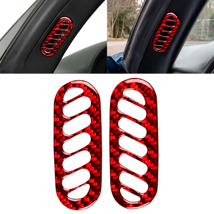 2 in 1 Car Carbon Fiber Sides Door A-pillar Air Outlet Sticker for Chevrolet Corvette C5 1998-2004, Left Drive