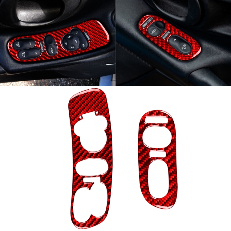 2 in 1 Car Carbon Fiber Door Control Panel  Sticker Set B for Chevrolet Corvette C5 1998-2004, Left Drive