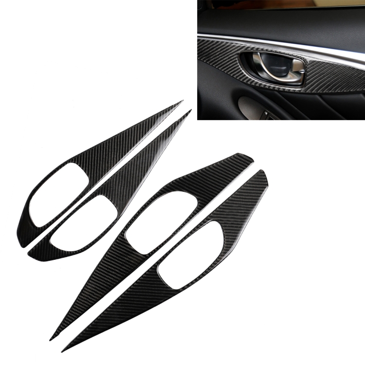 4 PCS Car Carbon Fiber Door Inner Handle Panel Decorative Sticker for Infiniti Q50 2014-2020
