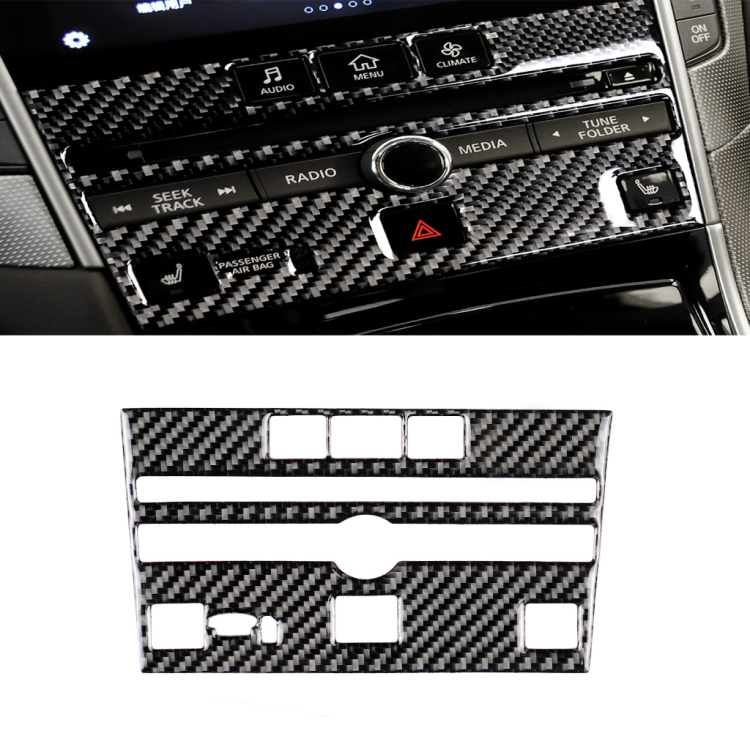 Car Carbon Fiber CD  Console Panel Decorative Sticker for Infiniti Q50 / Q60 2014-2020