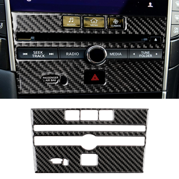 Car Carbon Fiber CD  Console Panel Decorative Sticker for Infiniti Q50 / Q60 2014-2020