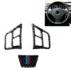 3 in 1 Car Carbon Fiber Tricolor Steering Wheel Button Decorative Sticker for BMW 3 Series E90 2005-2012, Left and Right Drive Universal