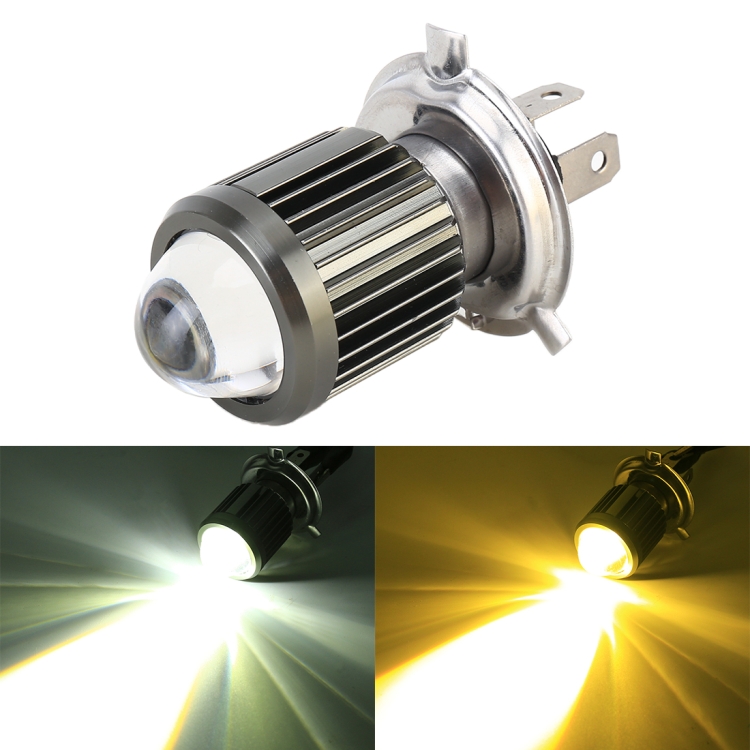 H4 DC12-80V / 10W / 6000K / 3000K / 800LM Bicolor Motorcycle Headlights with Projector Lens