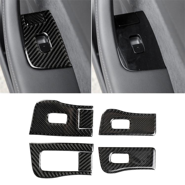 Carbon Fiber Car Window Button Decorative Sticker for Tesla Model 3, Suitable for Left Driving