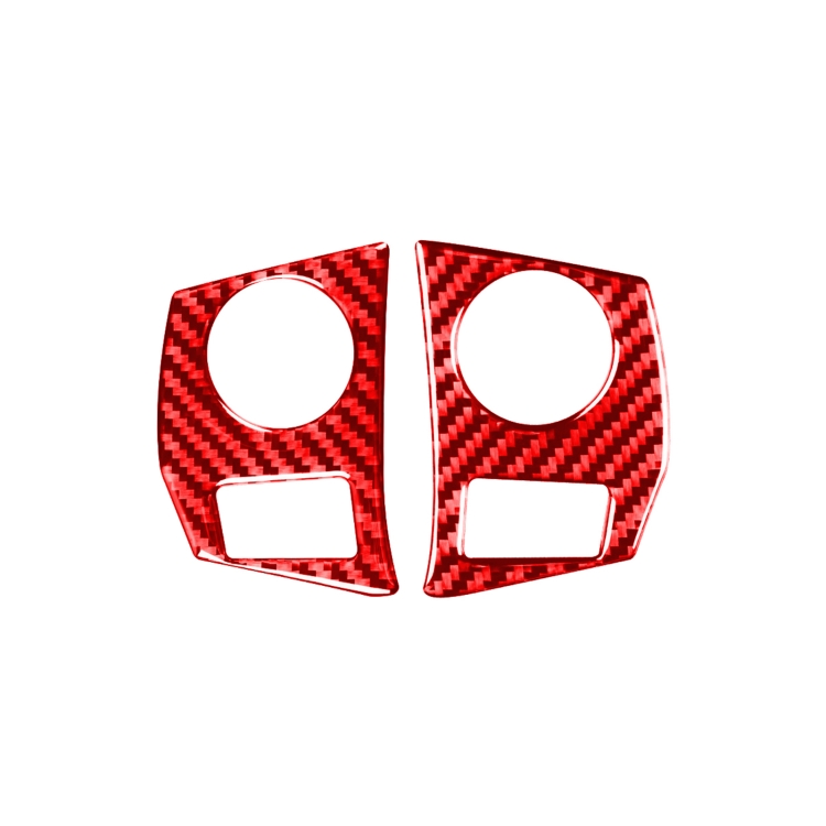 2 PCS / Set Carbon Fiber Car Steering Wheel Button Frame Decorative Sticker for Toyota Corolla 2014-2018,Left and Right Drive Universal(Red)