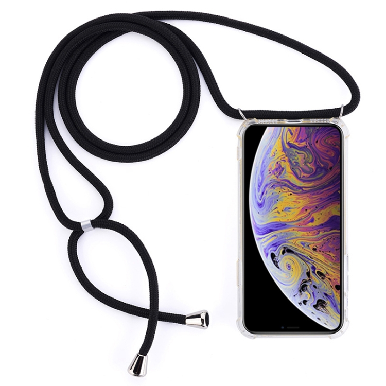 Four-Corner Anti-Fall Trasparent TPU Mobile Phone Case With Lanyard