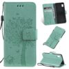 Tree & Cat Pattern Pressed Printing Horizontal Flip PU Leather Case with Holder & Card Slots & Wallet & Lanyard
