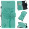 Tree & Cat Pattern Pressed Printing Horizontal Flip PU Leather Case with Holder & Card Slots & Wallet & Lanyard