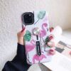 Flamingo Painting Shockproof Multi-functional Invisible Ring Holder Protective Case with Vehicle Magnetic Sheet