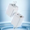 ROCK T46 22.5W PD USB-C / Type-C + MFI USB Mini Dual Ports Super Silicon Travel Charger with Foldable Pin, US Plug