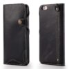 Denior Oil Wax Cowhide Magnetic Button Horizontal Flip Leather Case with Card Slots & Wallet
