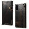 Denior Oil Wax Cowhide Magnetic Button Horizontal Flip Leather Case with Card Slots & Wallet