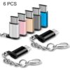 6 PCS Micro USB Female to USB-C / Type-C Male Connector Adapter