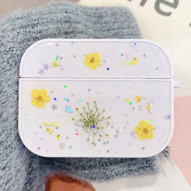 For AirPods Pro Gypsophila Flowers Pattern Wireless Earphone Protective Case