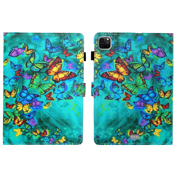 Painted Left and Right Flat Leather Case with Sleep Function & Card Slot & Buckle Anti-skid Strip and Bracket