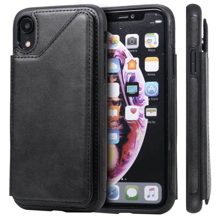 Shockproof Calf Texture Protective Case with Holder & Card Slots & Frame