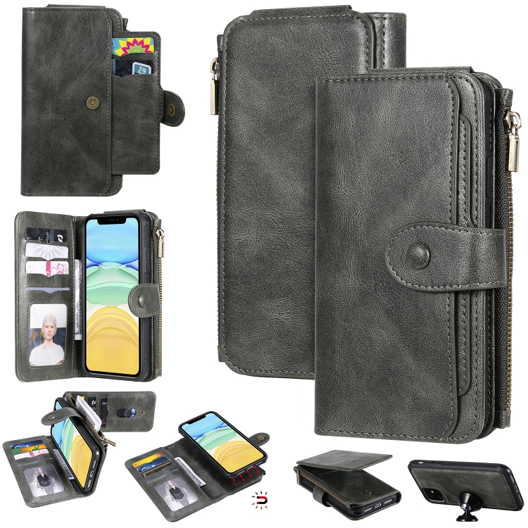 Multifunctional Retro Detachable Magnetic Horizontal Flip Leather Case with Card Slots & Holder & Wallet & Photo Frame