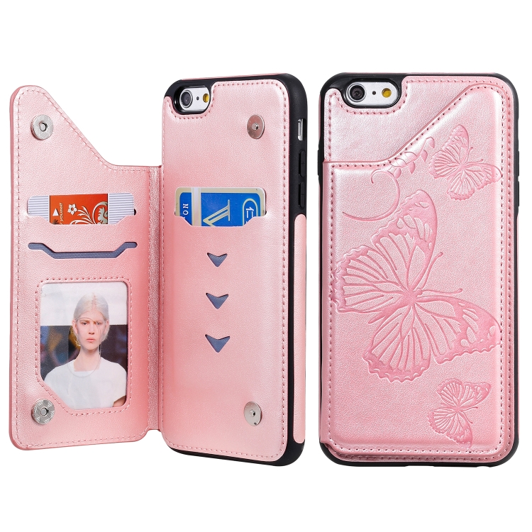 Butterfly Embossing Pattern Shockproof Protective Case with Holder & Card Slots & Photo Frame