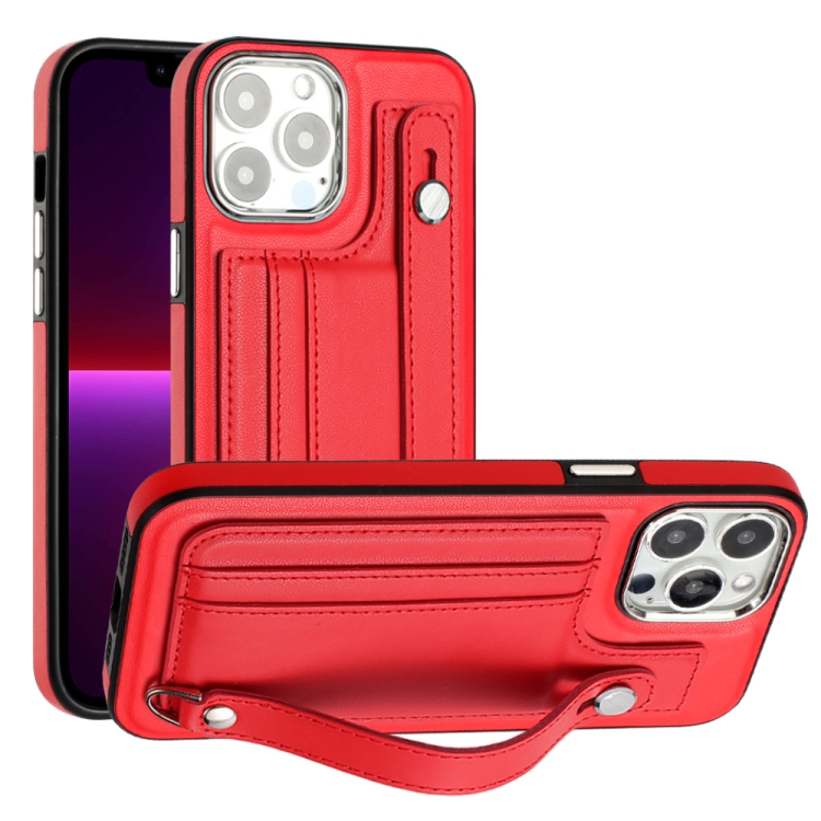 Shockproof Leather Phone Case with Wrist Strap
