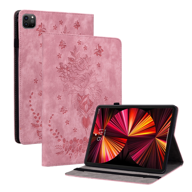 Butterfly Rose Embossed Leather Smart Tablet Case