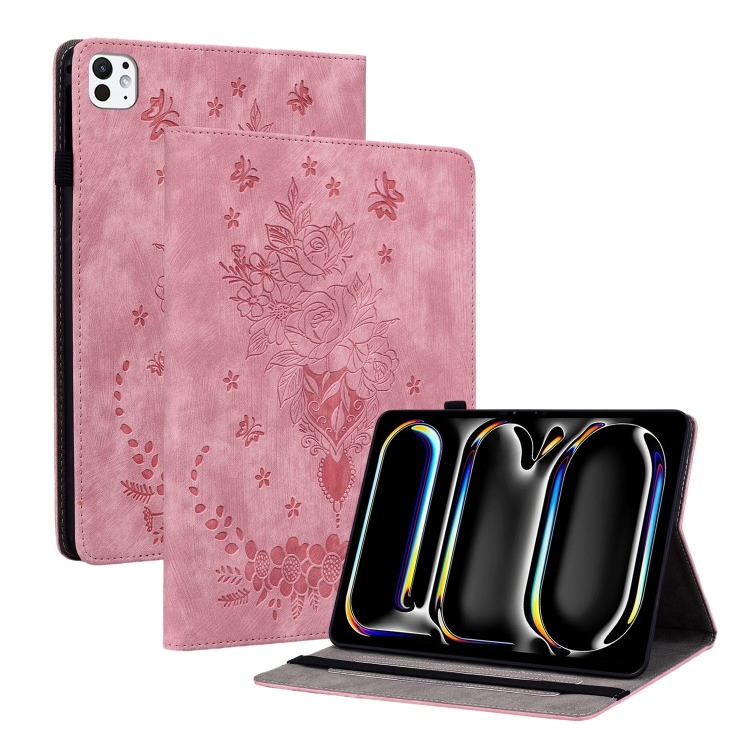 Butterfly Rose Embossed Leather Smart Tablet Case