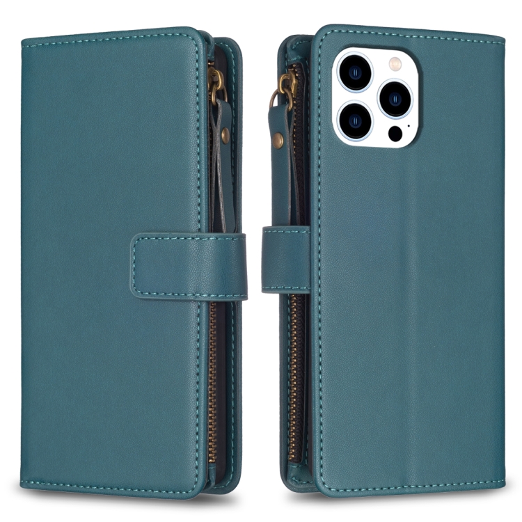 9 Card Slots Zipper Wallet Leather Flip Phone Case