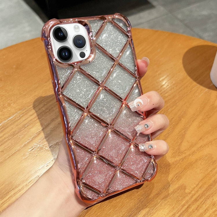 3D Diamond Lattice Laser Engraving Glitter Paper Phone Case