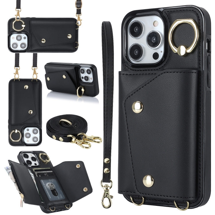 Zipper Card Bag Phone Case with Dual Lanyard