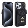 Rhombic Texture Card Bag Phone Case with Long Lanyard