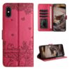 Cat Embossing Pattern Leather Phone Case with Lanyard