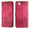 Cat Embossing Pattern Leather Phone Case with Lanyard