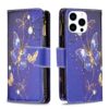 Colored Drawing Pattern Zipper Phone Leather Case