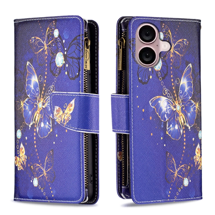 Colored Drawing Pattern Zipper Phone Leather Case