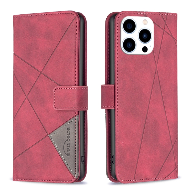 Magnetic Buckle Rhombus Texture Leather Phone Case