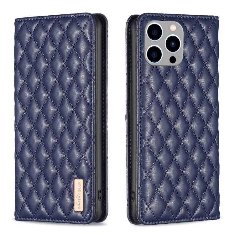 Diamond Lattice Magnetic Leather Flip Phone Case