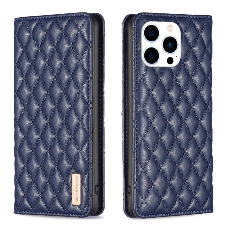 Diamond Lattice Magnetic Leather Flip Phone Case