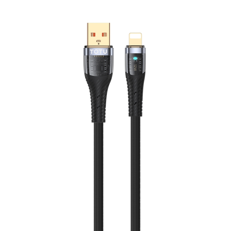 TOTU CB-8-L 12W USB to 8 Pin Transparent Braided Data Cable, Length: 1.5m