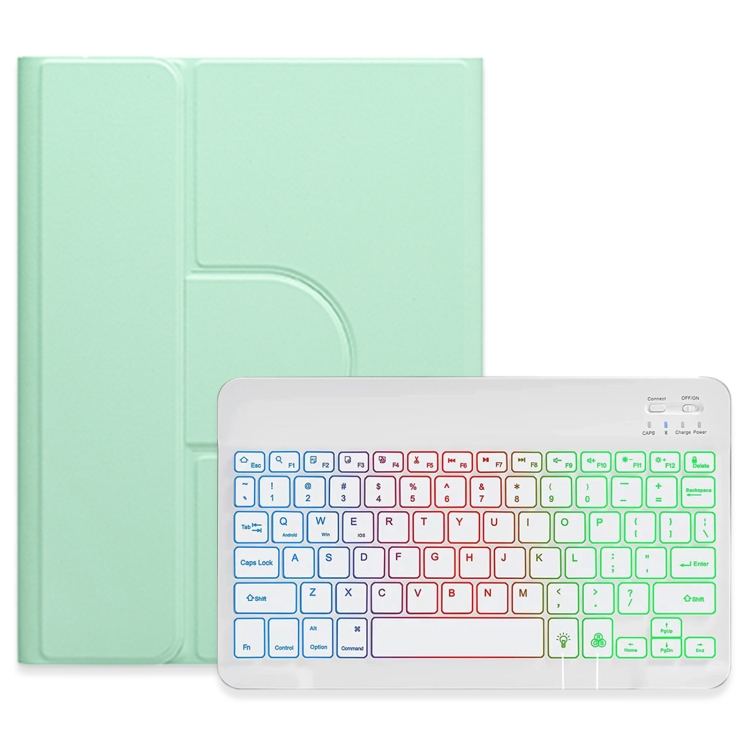 Three-color Backlight White 360 Degree Rotatable Bluetooth Keyboard Leather Case