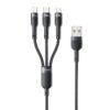 Yesido CA91 3A 3 in 1 USB to 8 Pin+USB-C/Type-C+Micro USB Aluminum Alloy Data Cable, Length: 1m