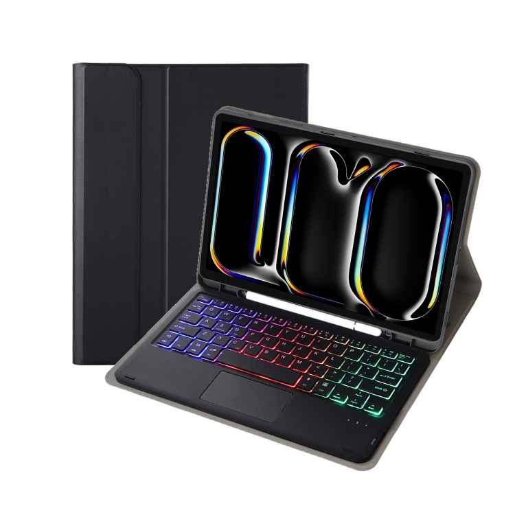 A13B-AS Lambskin Texture Backlight Bluetooth Touch Keyboard Leather Tablet Case with Pen Slot