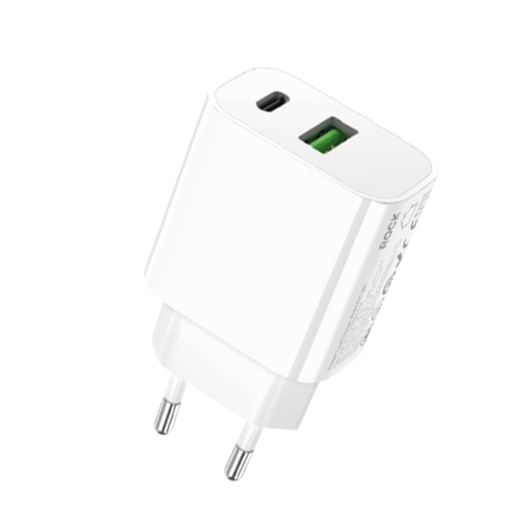 ROCK T43 PD 20W Dual Port USB-A+USB-C / Type-C Charger Adapter